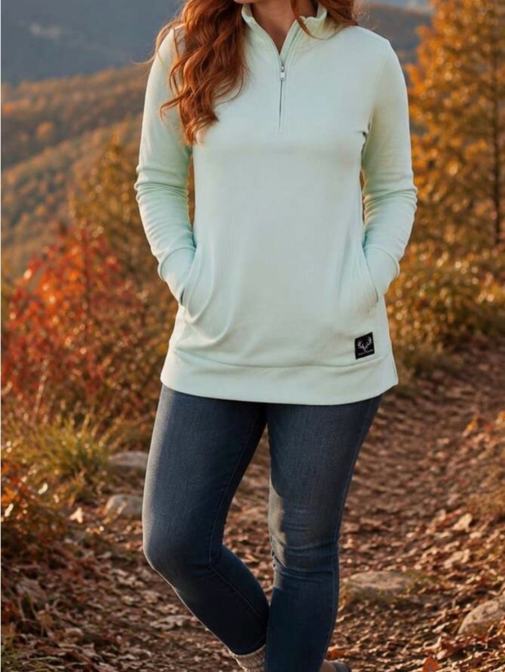 Predagear long sleeve ribbed Zip up Pullover Hoodie in Light Mint Size Small NWT